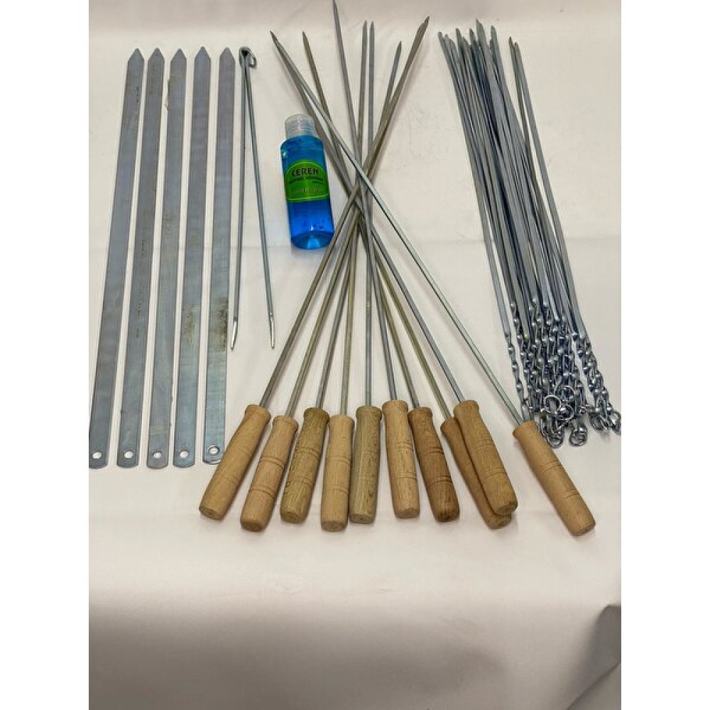 Ceren Mangal Mangal Şiş Set 42'li 10'lu Adana Şiş + 10'lu Ağaç Saplı Şiş + 20'li Ince Şiş + Maşa ve Jel Mangal & Barbekü Malzemeleri Fiyatı