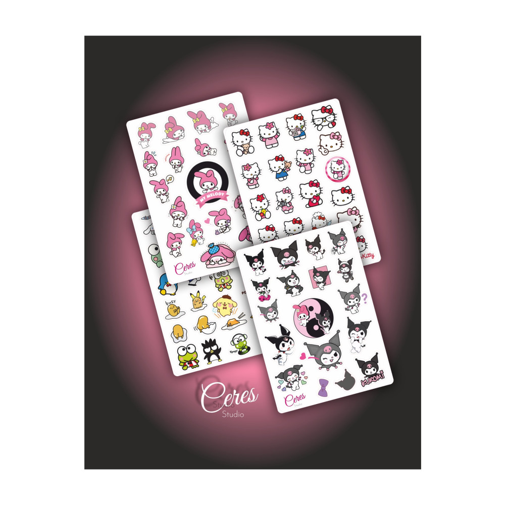 Ceres Sanrio Kuromi Hello Kitty 4 Sayfa 77 Etiket Planlayıcı Bullet Journal Telefon Sticker Set Etiket Fiyatı