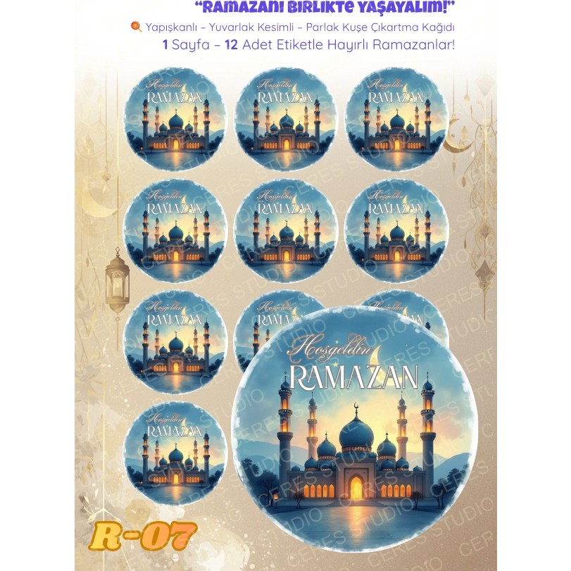 Ceres Studio Ramazan Sticker Seti R-07 12 Adet Etiket | Yapışkanlı, Parlak Kuşe Çıkartma Kağıdı - 1 - Çok Renkli Diğer Fiyatı