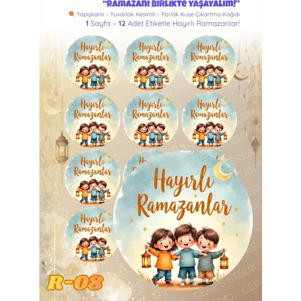 Ceres Studio Ramazan Sticker Seti R-08 12 Adet Etiket | Yapışkanlı, Parlak Kuşe Çıkartma Kağıdı - 1 - Çok Renkli Okul Etiketi Fiyatı