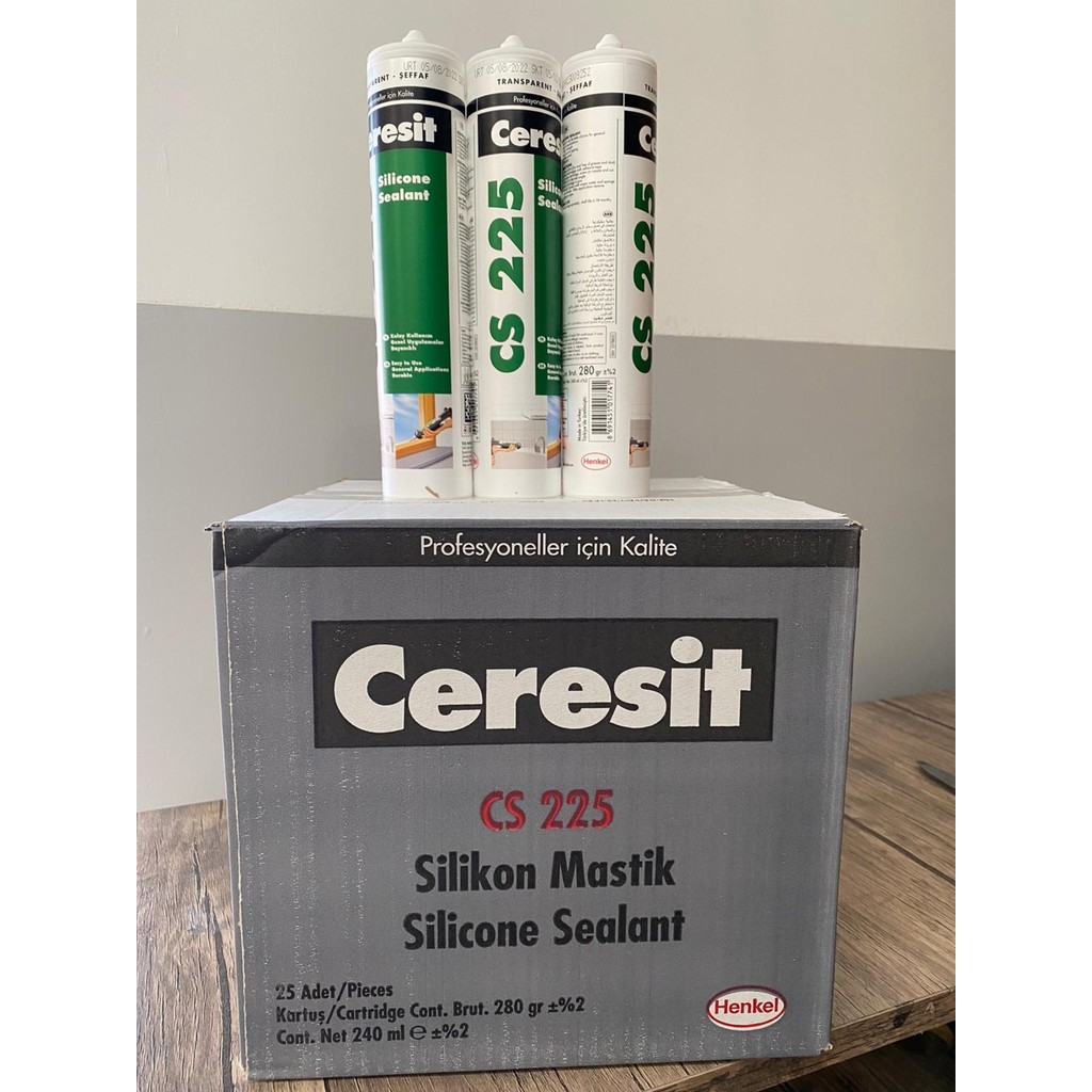 Ceresit Cs 225 Silikon Mastik Şeffaf 280 gr 25'li Koli Nalburiye & Hırdavat Fiyatı