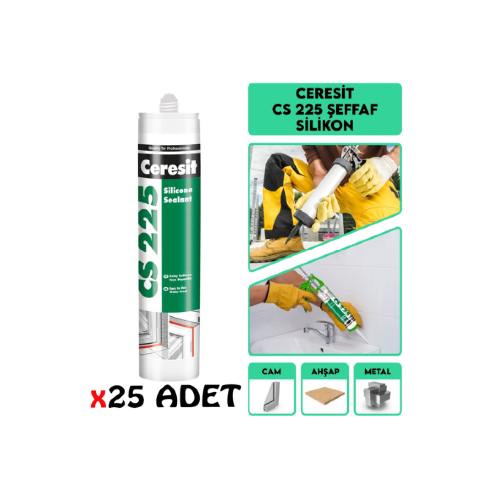 Ceresıt Cs 225 Sılıkon Seffaf 280 Gr X 25 Adet Nalburiye & Hırdavat Fiyatı