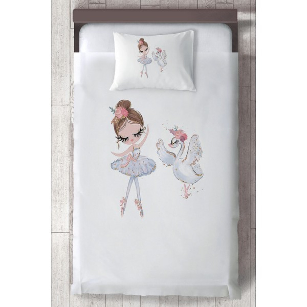 Ceritti Bebek ve Çocuk Odası Balerin Kız ve Kuğu Organik Boyalı, Renkli Yatak Örtüsü Seti Toplam 2 Parça ( 1 Adet Yatak Örtüsü 140X220CM, 1 Adet Ya... Yatak Örtüsü Fiyatı