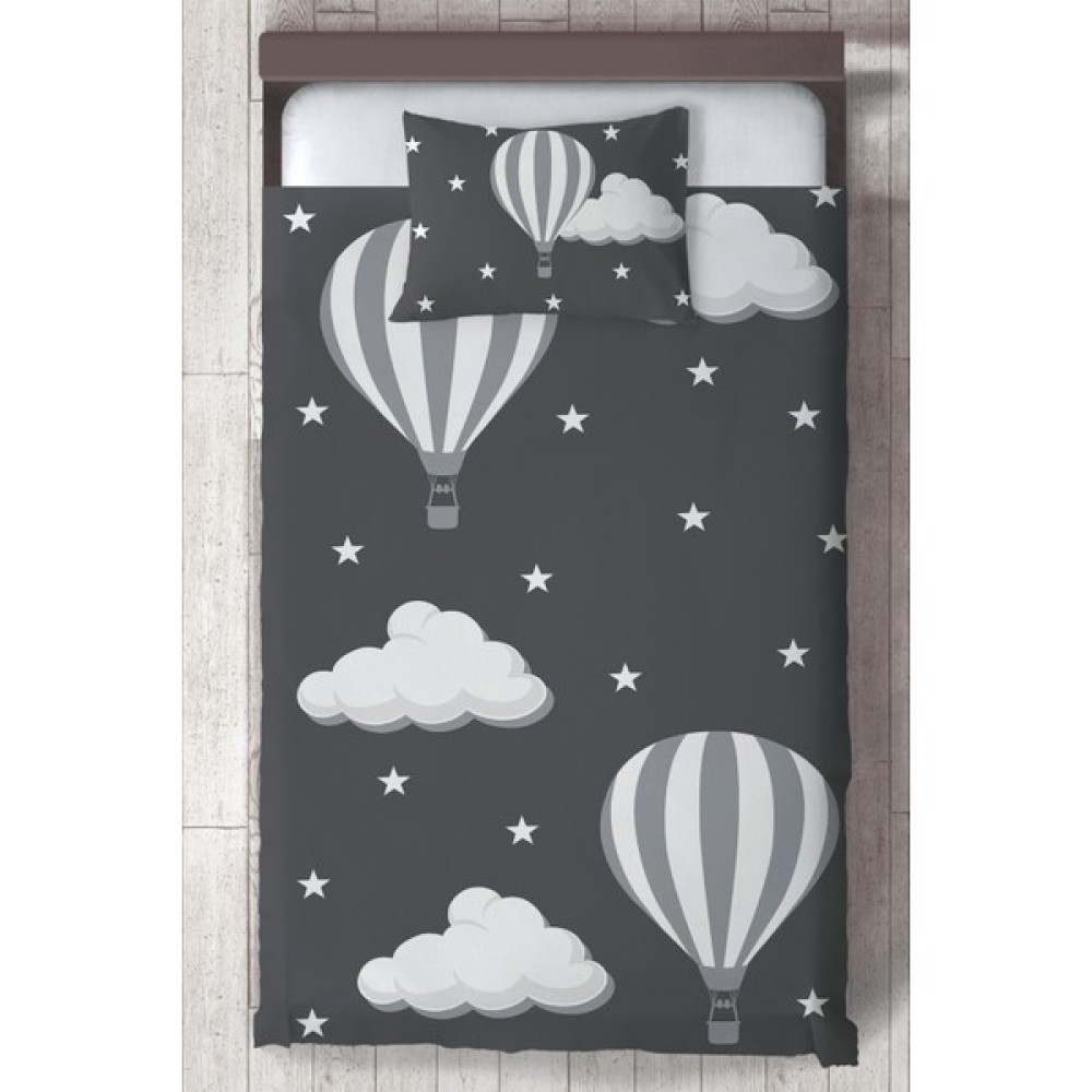 Ceritti Bebek ve Çocuk Odası Bulut ve Uçan Balonlu Organik Boyalı, Renkli Yatak Örtüsü Seti Toplam 2 Parça ( 1 Adet Yatak Örtüsü 140X220CM, 1 Adet ... Yatak Örtüsü Fiyatı