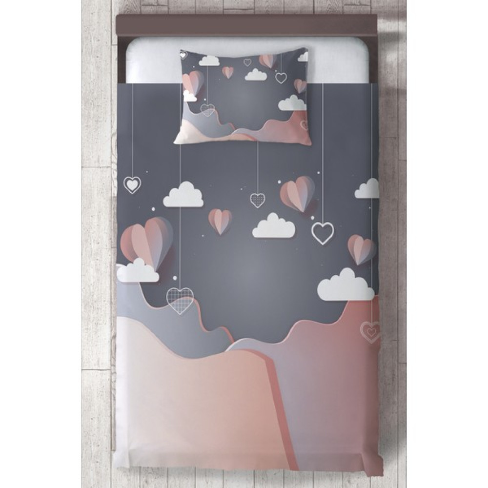 Ceritti Bebek ve Çocuk Odası Kalp ve Bulut Organik Boyalı, Renkli Yatak Örtüsü Seti Toplam 2 Parça ( 1 Adet Yatak Örtüsü 140X220CM, 1 Adet Yastık K... Yatak Örtüsü Fiyatı