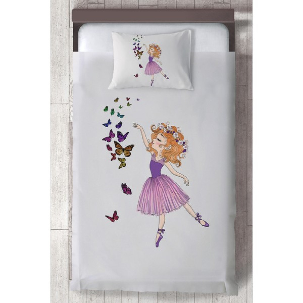Ceritti Bebek ve Çocuk Odası Kelebekli Prenses Kız Organik Boyalı, Renkli Yatak Örtüsü Seti Toplam 2 Parça ( 1 Adet Yatak Örtüsü 140X220CM, 1 Adet ... Yatak Örtüsü Fiyatı