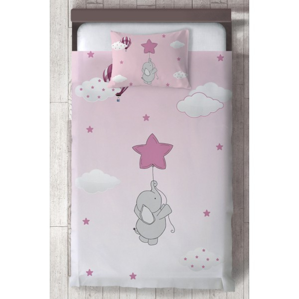 Ceritti Bebek ve Çocuk Odası Pembe Uçan Fil Desenli, Organik Boyalı, Renkli Yatak Örtüsü Seti Toplam 2 Parça ( 1 Adet Yatak Örtüsü 140X220CM, 1 Ade... Yatak Örtüsü Fiyatı