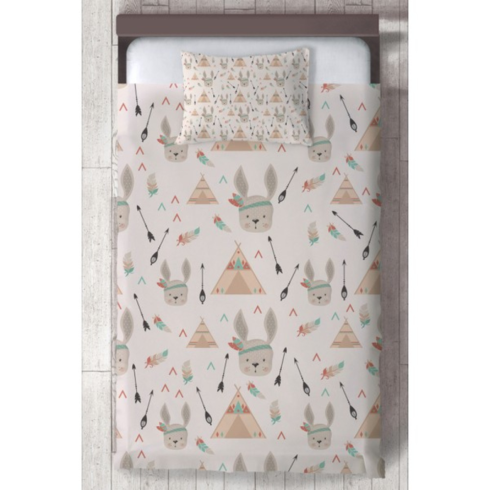 Ceritti Bebek ve Çocuk Odası Sevimli Tavşan Çadır Desenli, Organik Boyalı, Renkli Yatak Örtüsü Seti Toplam 2 Parça ( 1 Adet Yatak Örtüsü 140X220CM,... Yatak Örtüsü Fiyatı