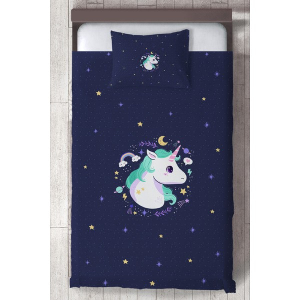 Ceritti Bebek ve Çocuk Odası Unicorn Desenli, Organik Boyalı, Renkli Yatak Örtüsü Seti Toplam 2 Parça ( 1 Adet Yatak Örtüsü 140X220CM, 1 Adet Yastı... Yatak Örtüsü Fiyatı