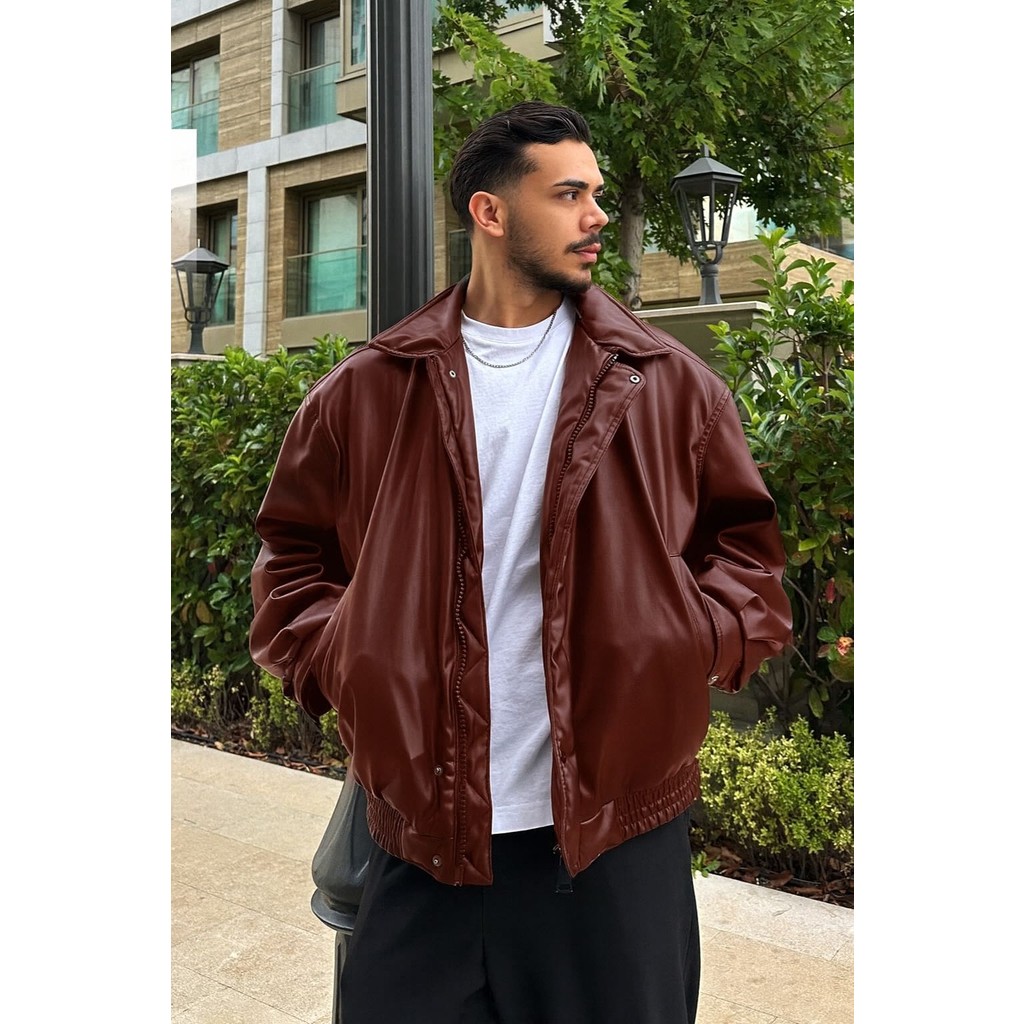 Çerme Vintage Erkek Oversize Bordo Deri Ceket Astarlı Orta Kalınlıkta Giyim & İç Giyim Fiyatı