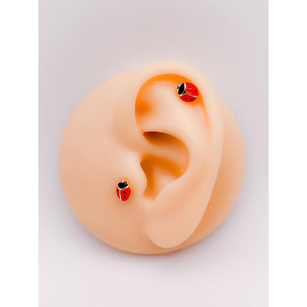 Cerrrahi Çelik Piercing ( Pirsing ) Zirkon Uğur Böceği Tragus Helix Piercing (1ADET) - Gold Diğer Fiyatı