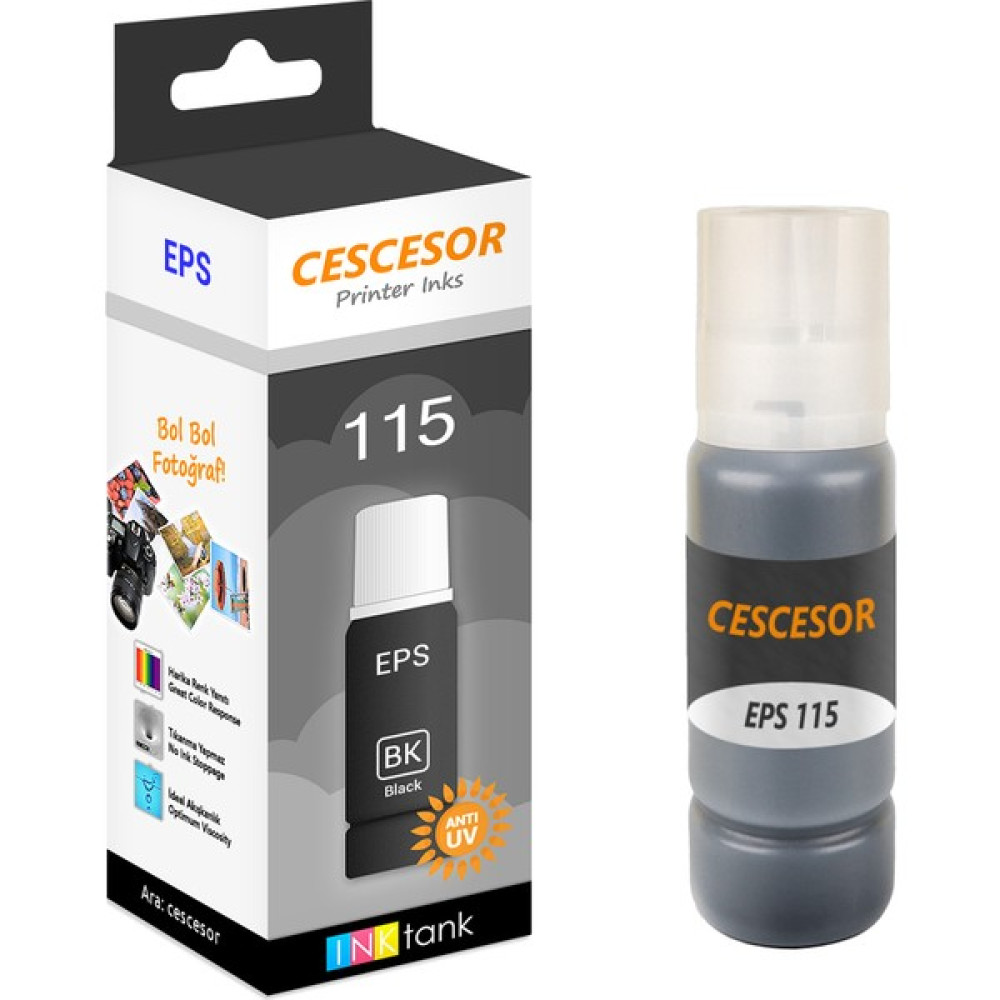 Cescesor Epson 115 Siyah Muadil Mürekkep - 70 ml - Cescesor Kartuşlar Fiyatı