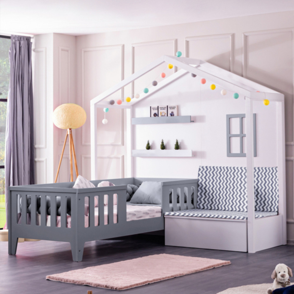 Çeşme Montessori Yatak Sedirli Karyola - Gri 90X190 Cm Kanepe & Çekyat Fiyatı