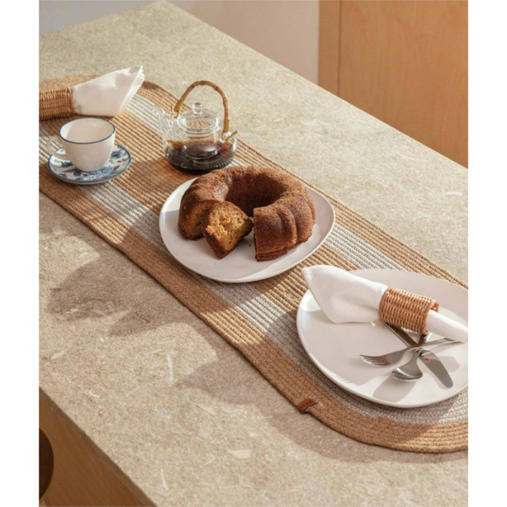 Cesta Amerikan Servis El Yapımı Pamuklu Natural Gri Jüt Örme Dekoratif Runner 37x136cm 9027 - 37 x 136 cm Masa Örtüsü Fiyatı
