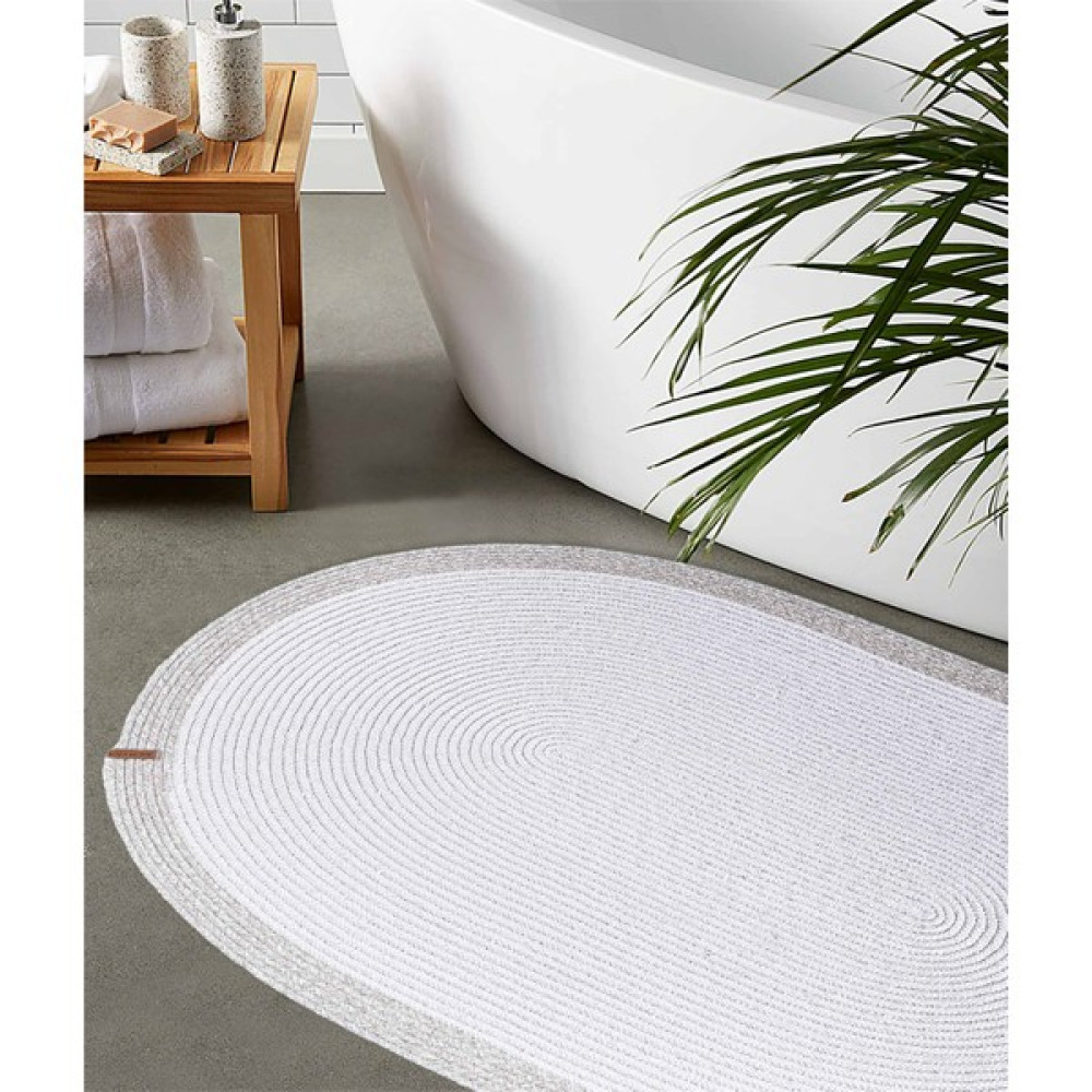 Cesta El Yapımı Pamuklu Beyaz Gri Jüt Hasır Dekoratif Kilim 9041 - 50 x 80 cm Klozet Takımı Fiyatı