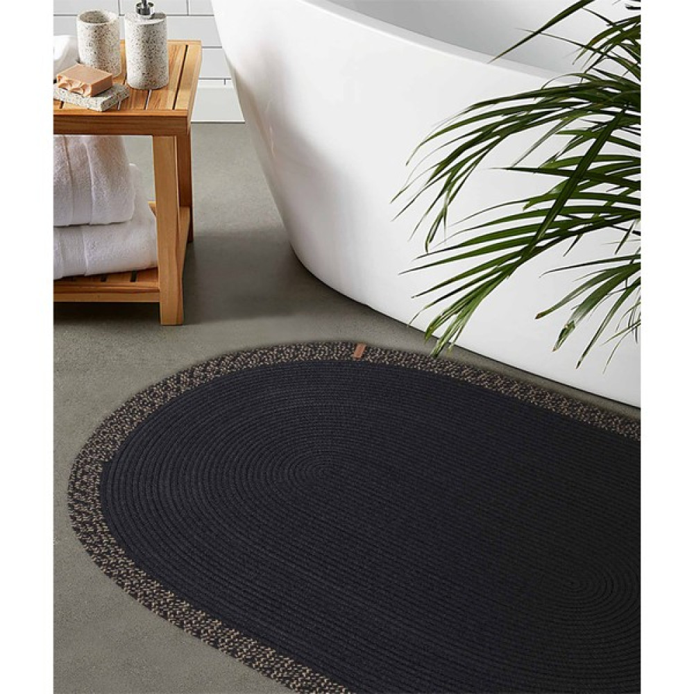 Cesta El Yapımı Pamuklu Siyah Jüt Hasır Dekoratif Kilim 9005 - 50 x 80 cm Klozet Takımı Fiyatı