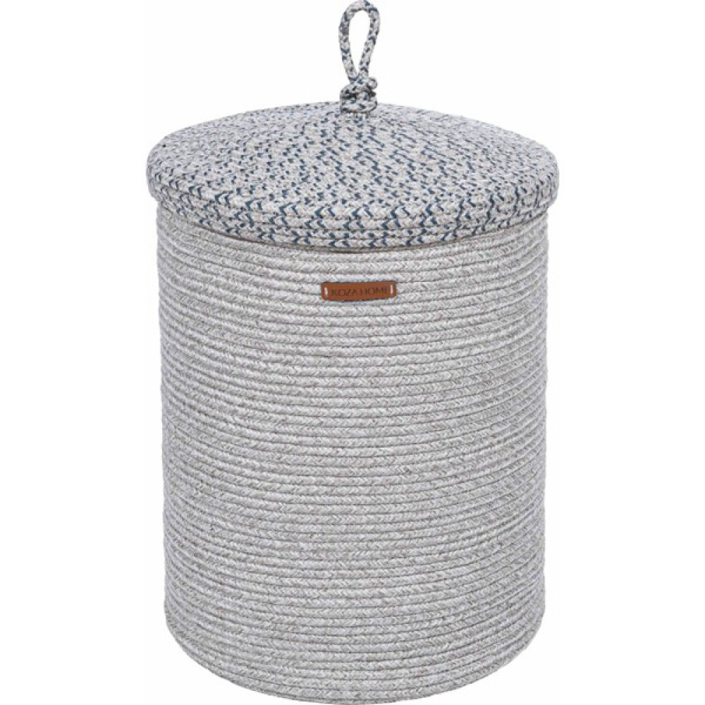 Cesta Kapaklı El Yapımı Pamuklu Gri Lacivert Hasır Dekoratif Sepet 36cmx45cm 9009 - 36 x 45 cm Sepet Fiyatı