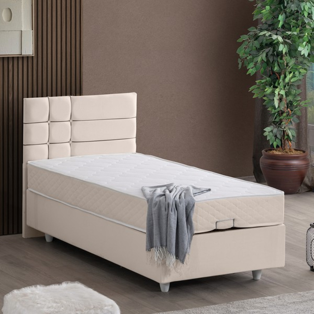Cesur Almada Tek Kişilik Baza Başlık Seti Krem - 90 x 190 cm Baza Fiyatı
