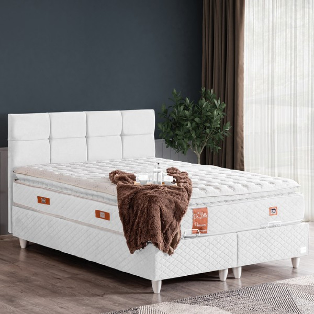 Cesur Gümüş Çift Kişilik Baza Başlık Premium Lüx Yatak Seti, Beyaz - 190 x 140 cm Baza Fiyatı