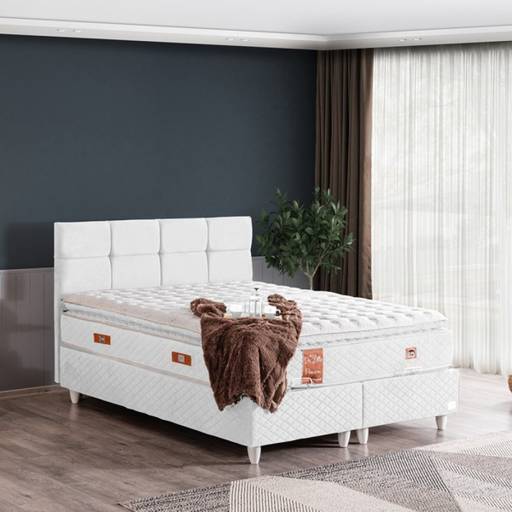 Cesur Gümüş İkili Set, Çift Kişilik Baza Başlık Seti, Beyaz - 190 x 140 cm Baza Fiyatı