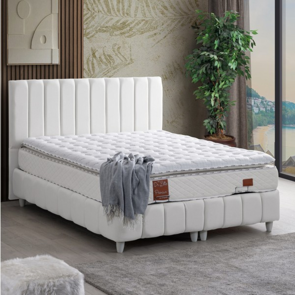 Cesur Narva Çift Kişilik Baza Başlık Premium Ped Lux Yatak Seti, Beyaz - 140 x 190 cm Baza Fiyatı