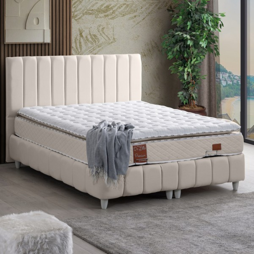 Cesur Narva İkili Set, Çift Kişilik Baza Başlık Seti, Krem - 140 x 190 cm Baza Fiyatı