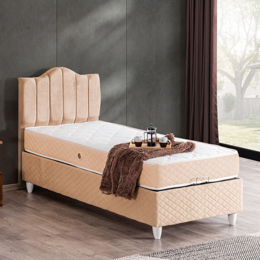 Cesur Trend Ikili Set, Tek Kişilik Baza Başlık Seti -Bej - 100 x 200 cm - Bej Baza Fiyatı