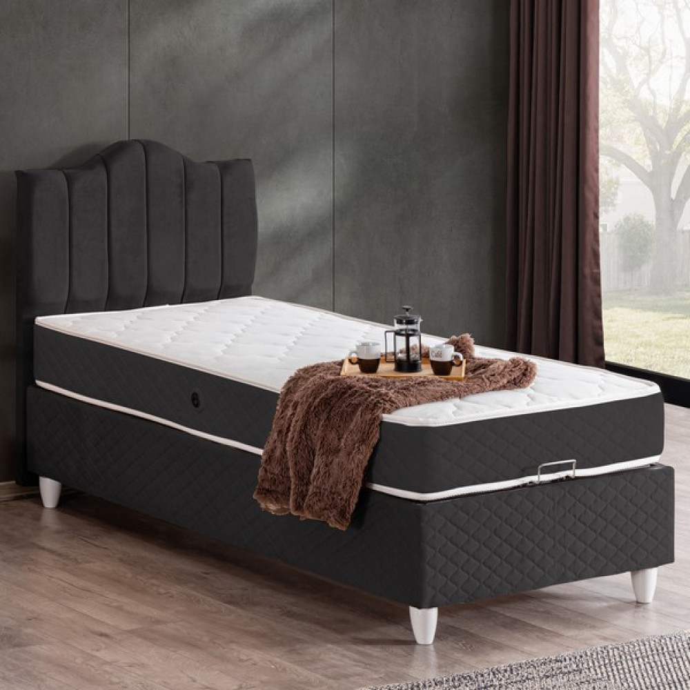 Cesur Trend Tek Kişilik Baza Başlık Letto Yatak Seti, Antrasit - 90 x 190 cm Baza Fiyatı