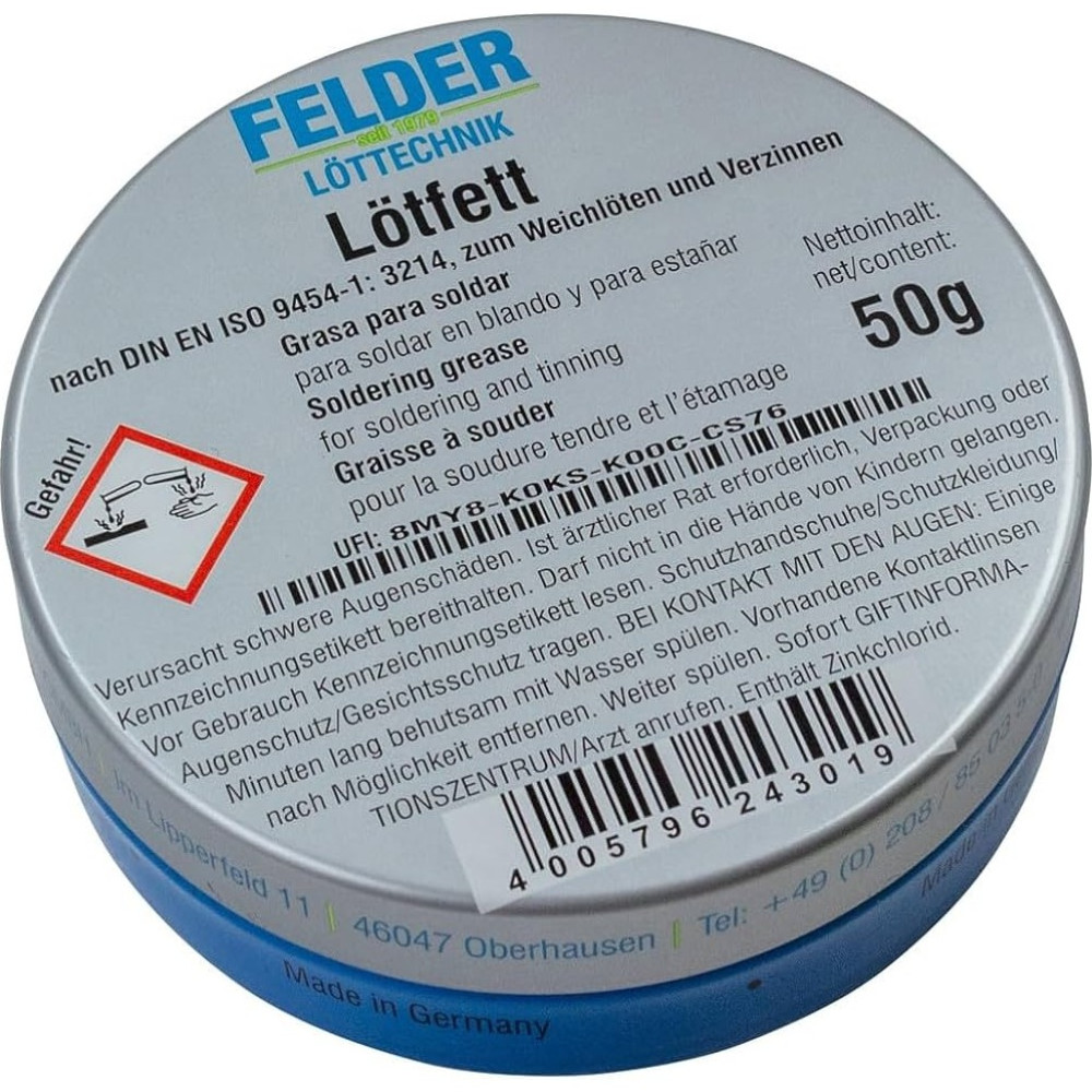 Ceta Alman Malı Felder Lötfett Lehim Pastası Havya Pastası 50 gr - Germany - 1 Adet Lehim & Havya Fiyatı