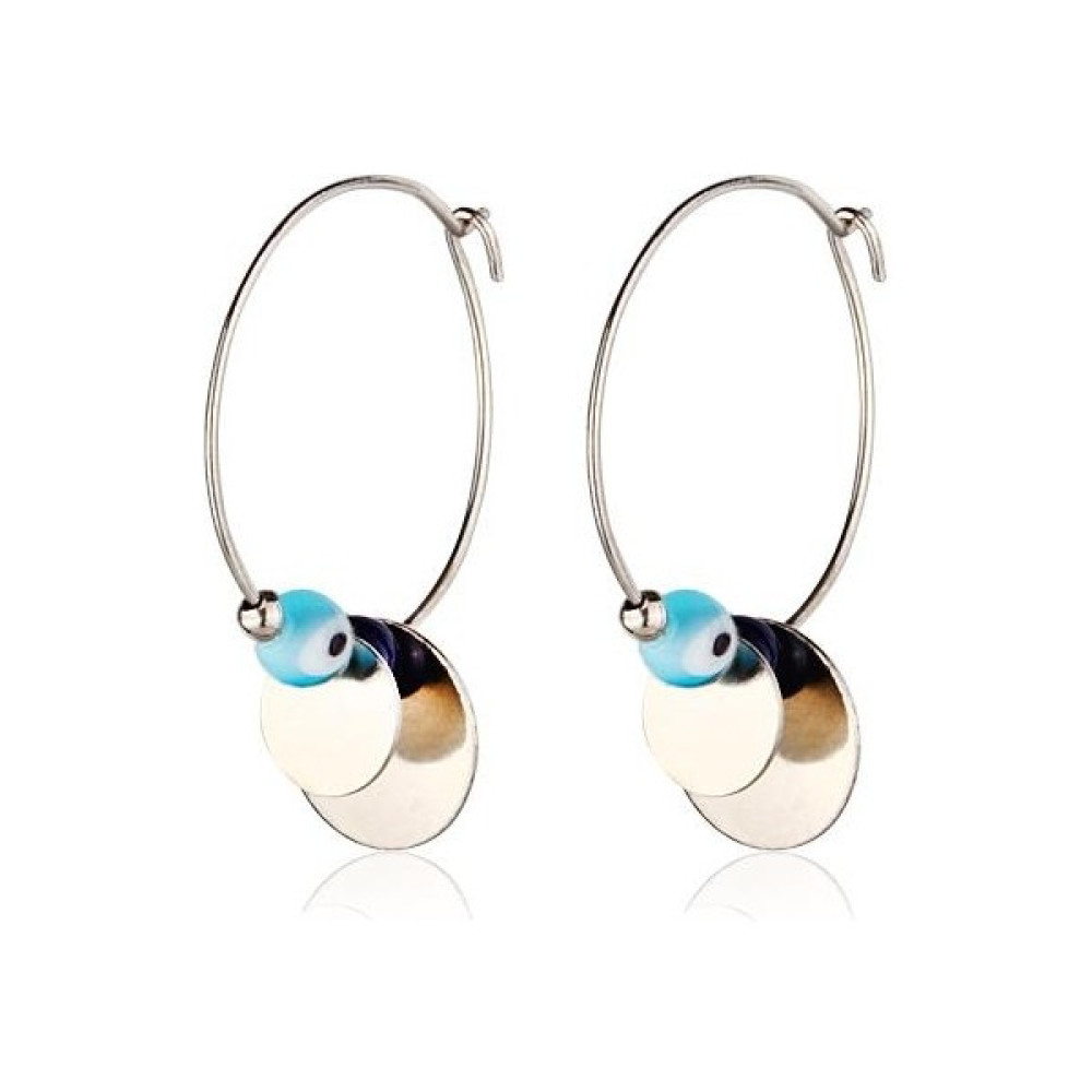 Çetin Accessories Kl-Pul ve Boncuk Halka Küpe Sr Nazar Boncuklu - 10 mm - Renkli Bijuteri Küpe Fiyatı