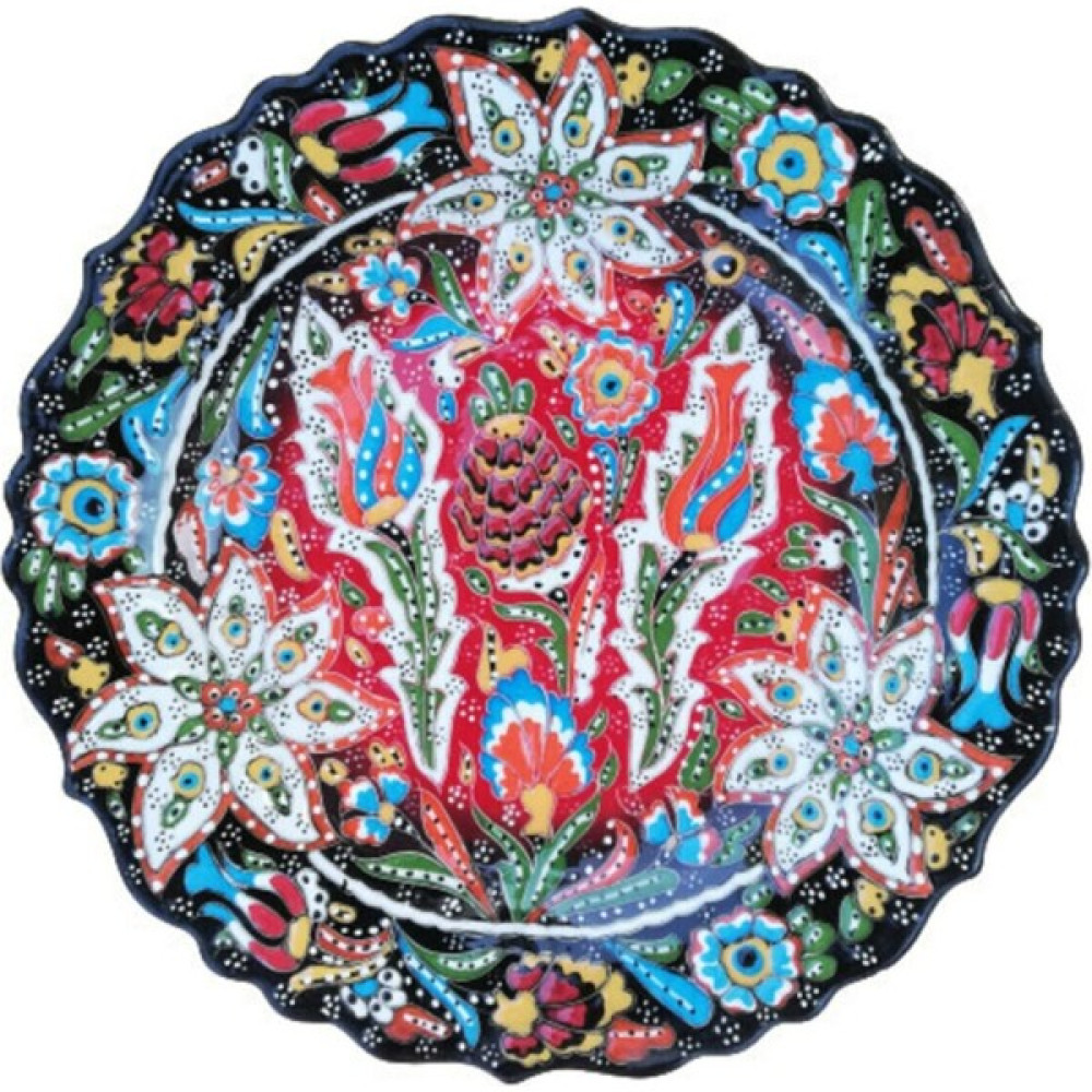Çetin Çini Seramik El Işlemesi 18 cm Desenli Kabartma Tabak Oto Boyaları Fiyatı
