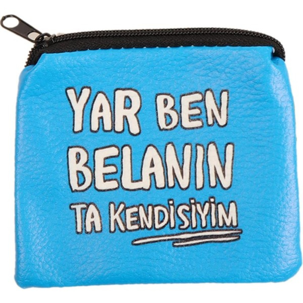 Cetinaccessories Mavi Yar Ben Belanın Ta Kendisiyim Tasarım Süet Bozuk Para Cüzdanı Bayan Cüzdan Fiyatı
