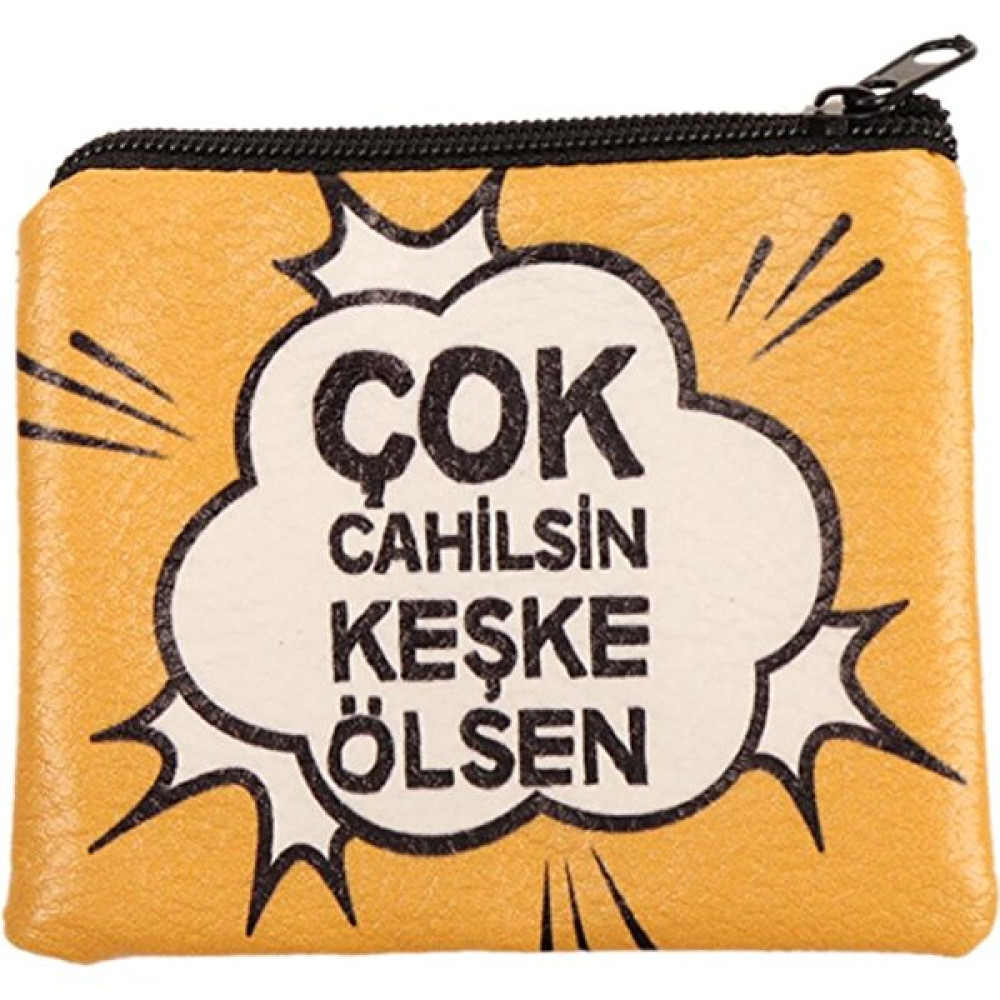 Cetinaccessories Sarı Çok Cahilsin Keşke Ölsen Tasarım Süet Bozuk Para Cüzdanı Bayan Cüzdan Fiyatı