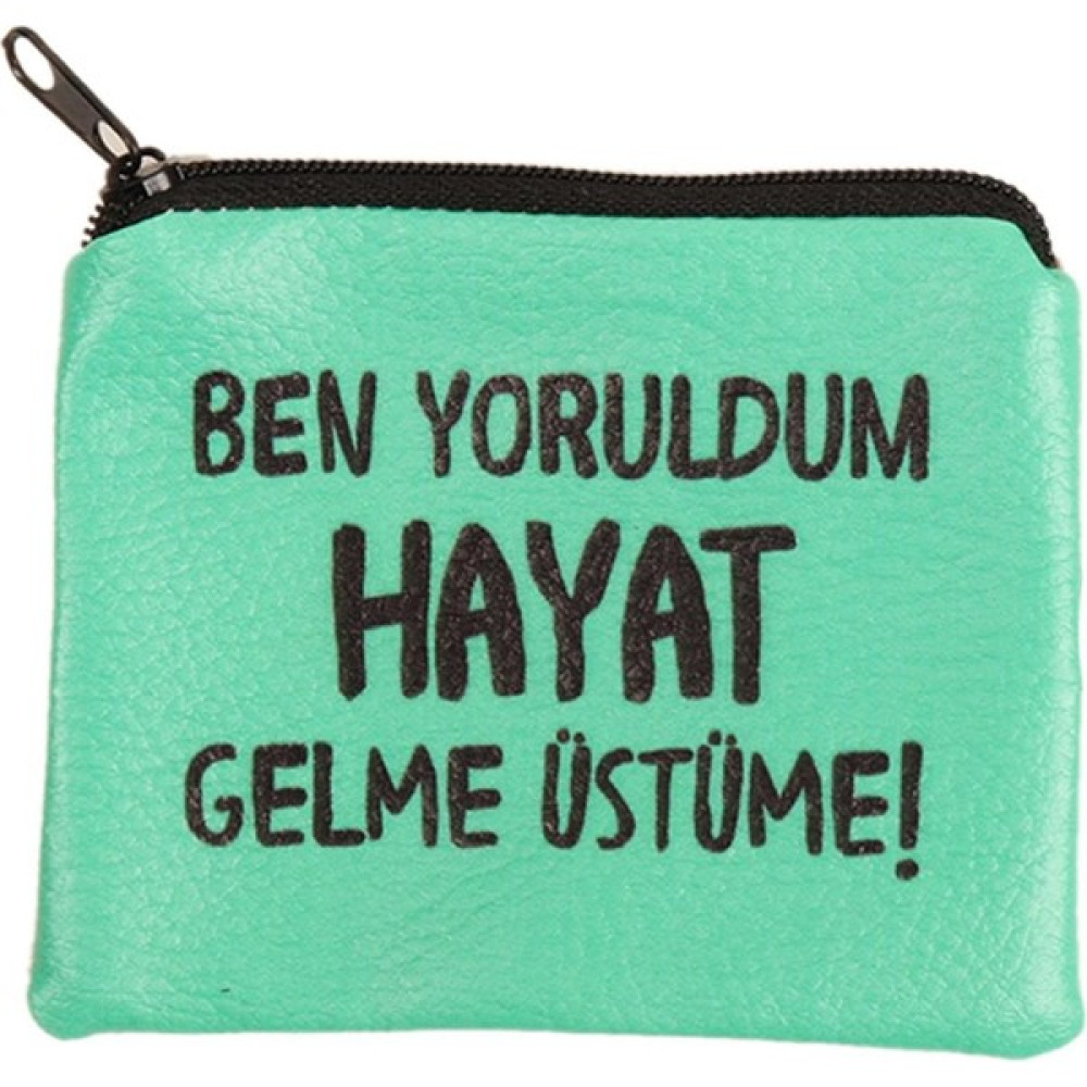 Cetinaccessories Yeşil Ben Yoruldum Hayat Tasarım Süet Bozuk Para Cüzdanı Bayan Cüzdan Fiyatı