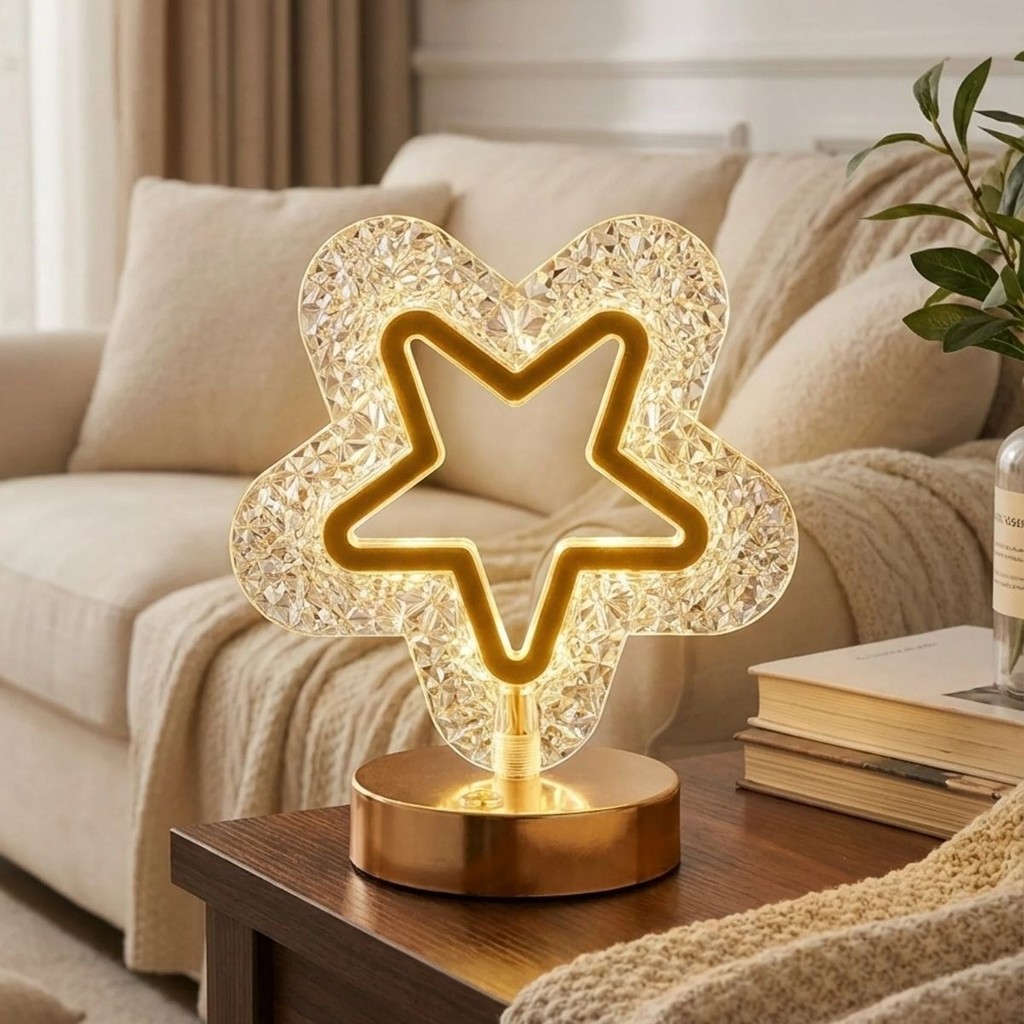 Çetiner Group Buffer® Içi Boş Yıldız Şeklinde Kristal LED Masa Lambası – Dokunmatik, 3 Renk Işık Modlu, Şarjlı Mini Dekoratif Gece Lambası Ofis Masa Lambası Fiyatı