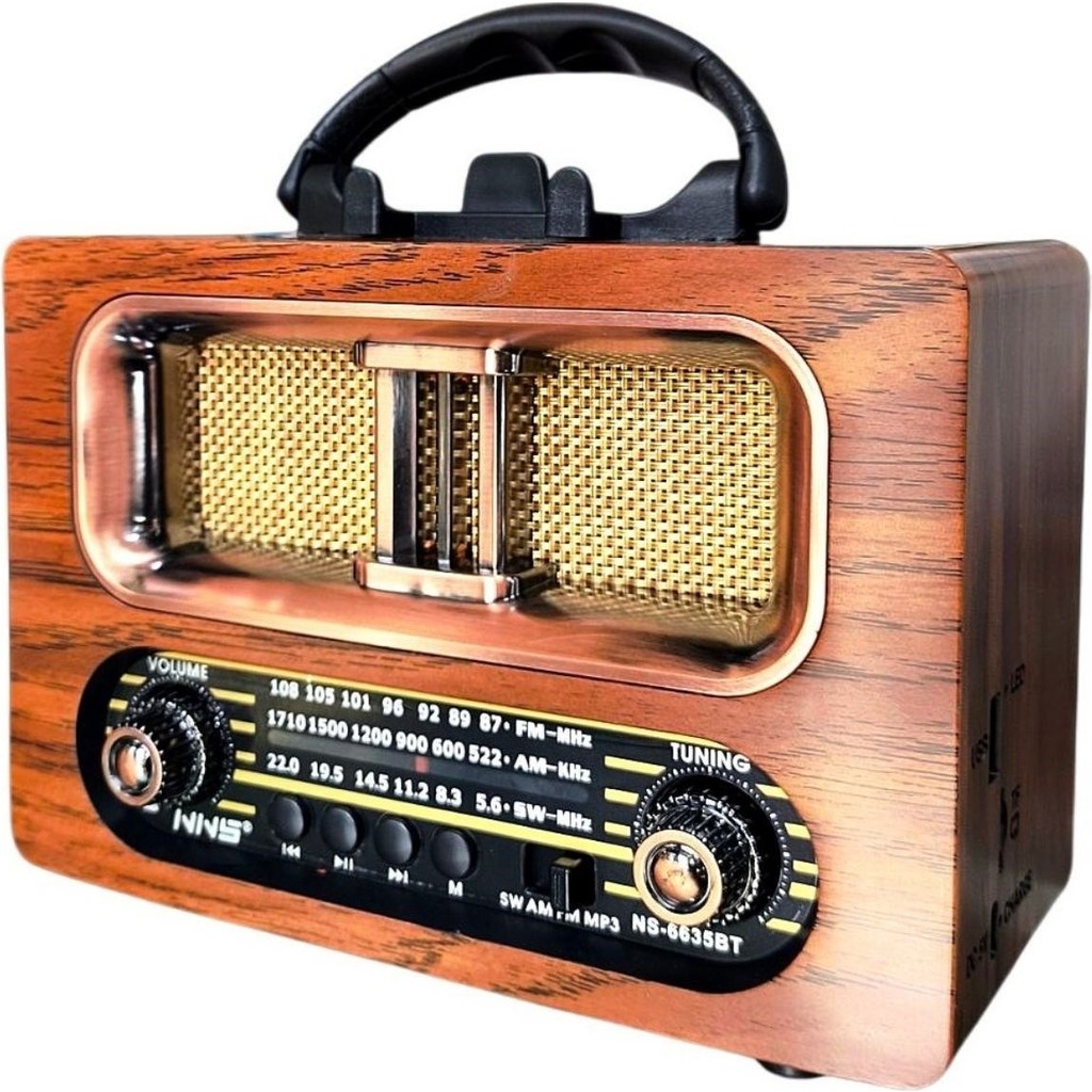 Çetiner Group® Büyük Boy Retro, Nostaljik, Ahşap Tasarım Bluetooth Hoparlörlü, Şarjlı, Taşınabilir Fm/am Destekli Radyo NS-6635 Bluetooth Hoparlör Fiyatı