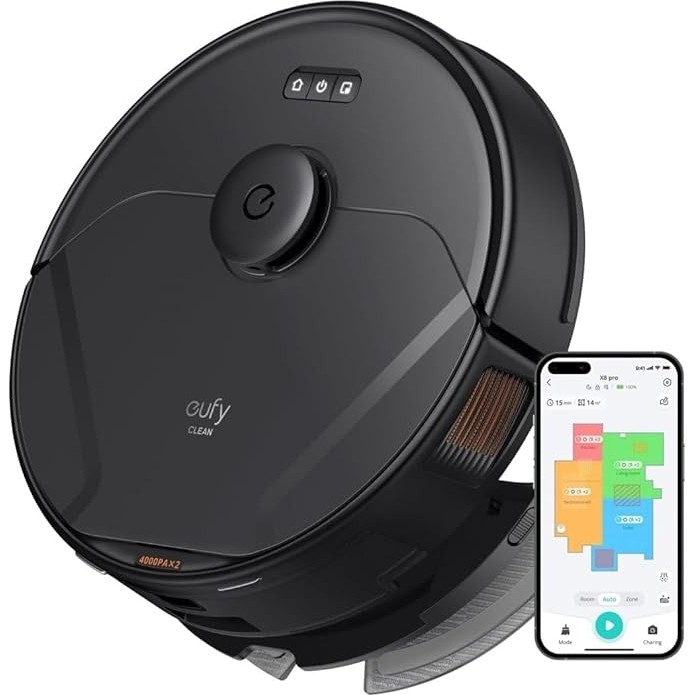 CetKing By Anker Clean X8 Pro Robot Süpürge, 2X4000 Pa Emiş Gücü, Patentli Aktif Dolaşmayı Önleyen™ Rulo Fırça, Ipath™ Lazer Navigasyon T2266 Siyah Diğer Fiyatı