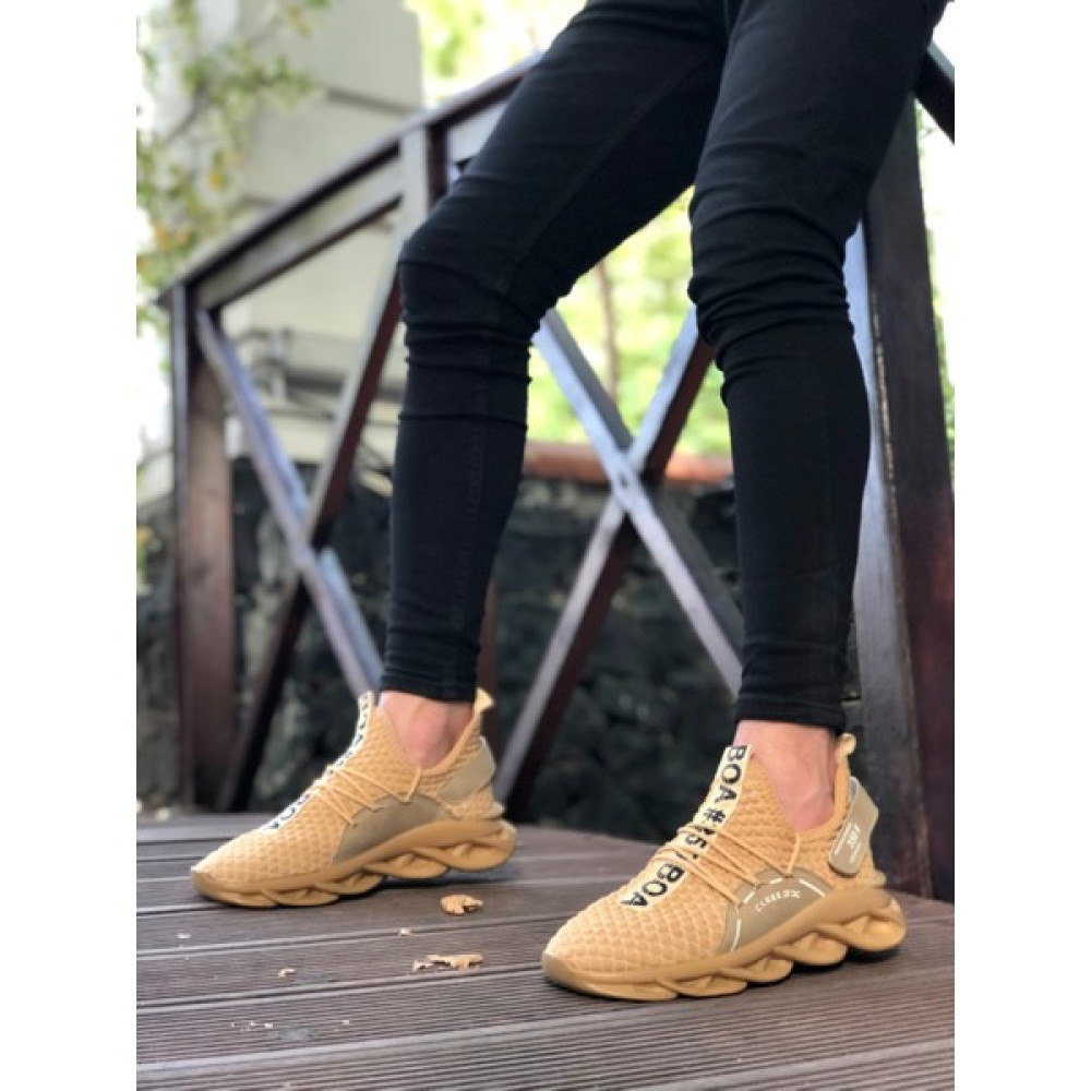Ceturn Global CLZ946 Yüksek Taban Tarz Sneakers Cırt Detaylı Krem Erkek Spor Ayakkabısı Erkek Ayakkabıları Fiyatı