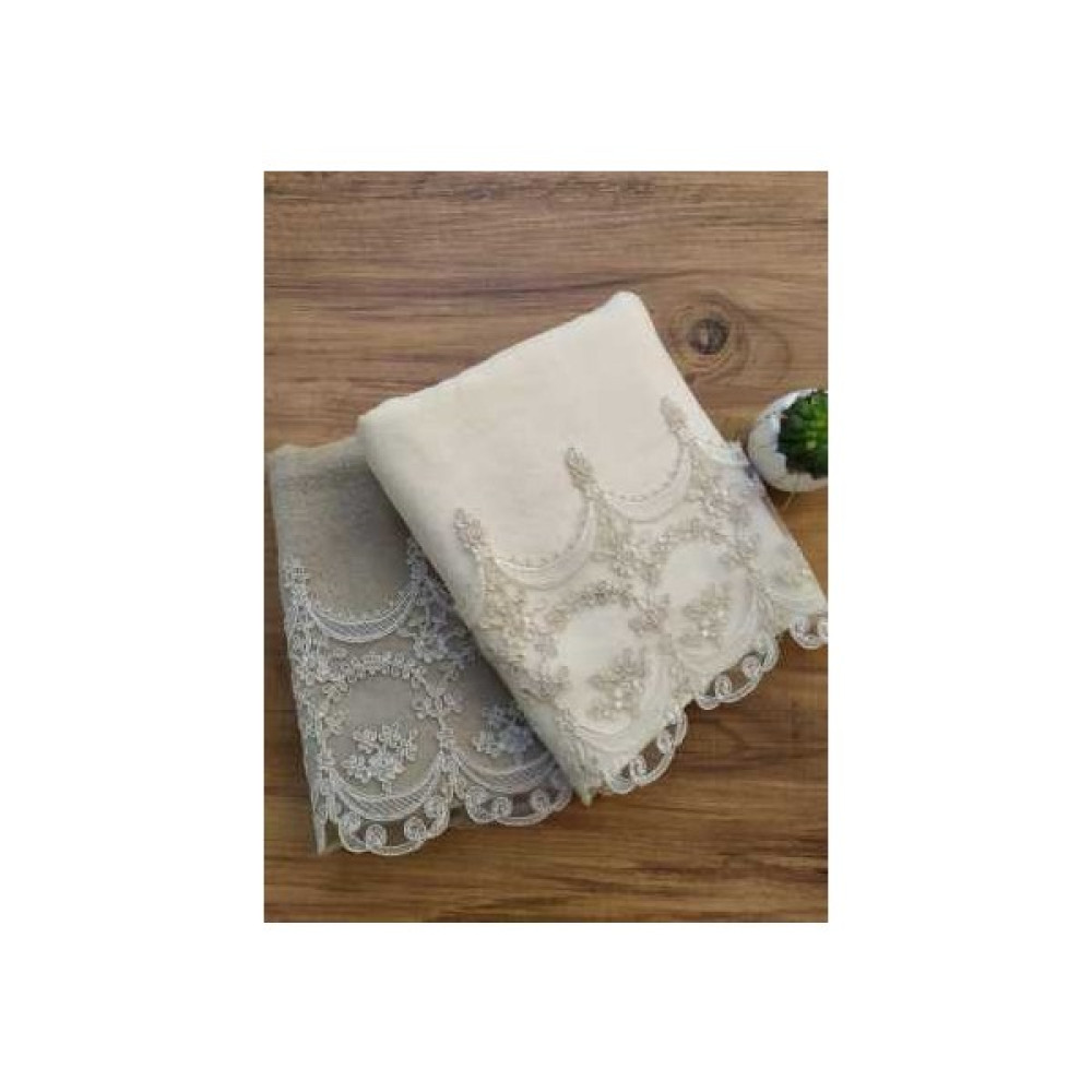 Çeyiz Bahçesi Çeyizlik Fabella Kadife Havlu Seti - Koyu Krem - 50 x 90 cm El / Yüz Havlusu Fiyatı
