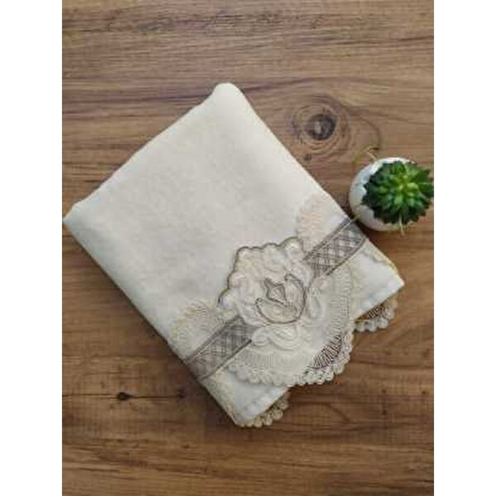 Çeyiz Bahçesi Çeyizlik Nimet Kadife Havlu - Krem - 50 x 90 cm El / Yüz Havlusu Fiyatı
