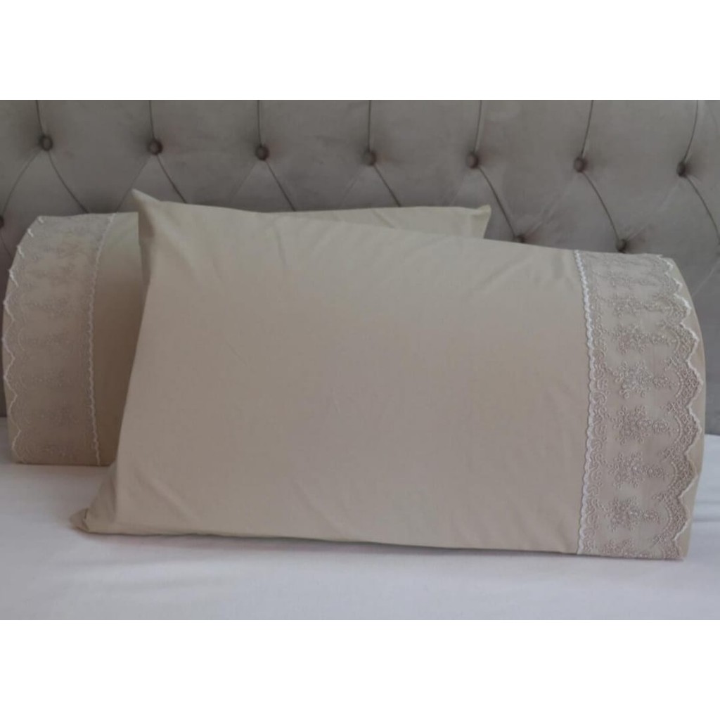 Çeyiz Bahçesi Fransız Güpürlü 2 Li Yastık Kılıfı - 50 x 70 cm - Cappuccino Yastık Kılıfı Fiyatı