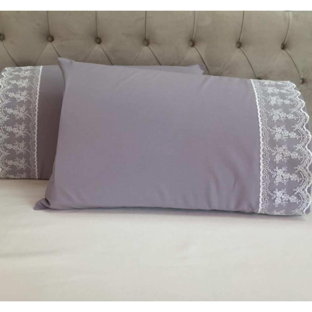 Çeyiz Bahçesi Fransız Güpürlü 2 Li Yastık Kılıfı - 50 x 70 cm - Gri - Antrasit Yastık Kılıfı Fiyatı