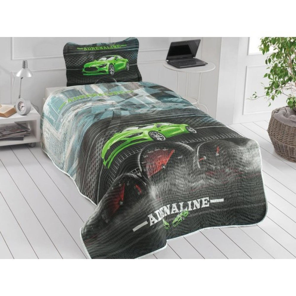 Çeyiz Diyarı Adrenaline Genç ve Çocuk Baskılı Tek Kişilik Yatak Örtüsü Yeşil - 180 x 240 cm Yatak Örtüsü Fiyatı