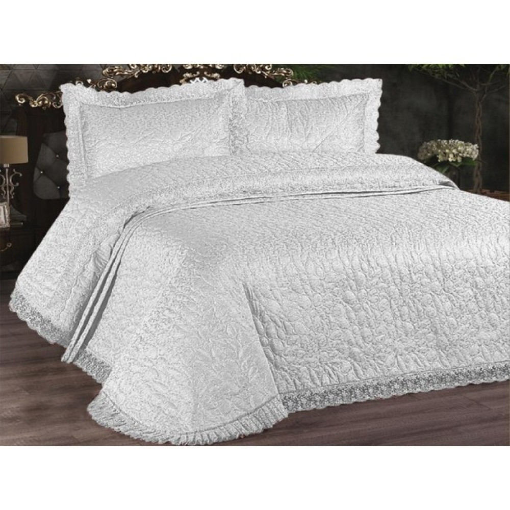 Çeyiz Diyarı Carilla Kapitoneli Fransız Güpürlü Yatak Örtüsü Krem - 250 x 260 cm Yatak Örtüsü Fiyatı
