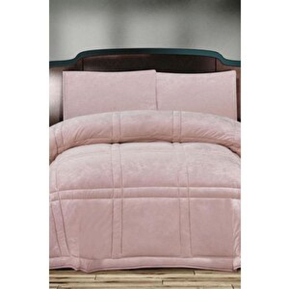 Çeyiz Diyarı Karelim Kadife Comforter Çift Kişilik Yorgan Seti Pudra Yorgan Fiyatı