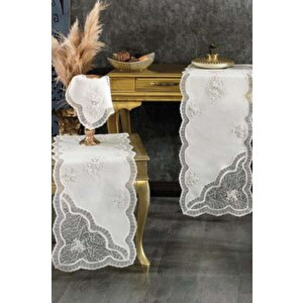 Çeyiz Diyarı Nazlı 5 Parça Salon Takımı Krem Runner Fiyatı