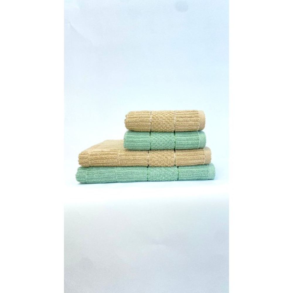 Çeyizden Banyo Havlu Seti Hamam Takımı 4'lü Yeşil Kahve - 70 x 140 cm - 50 x 90 cm - Kahverengi Banyo Havlusu Fiyatı