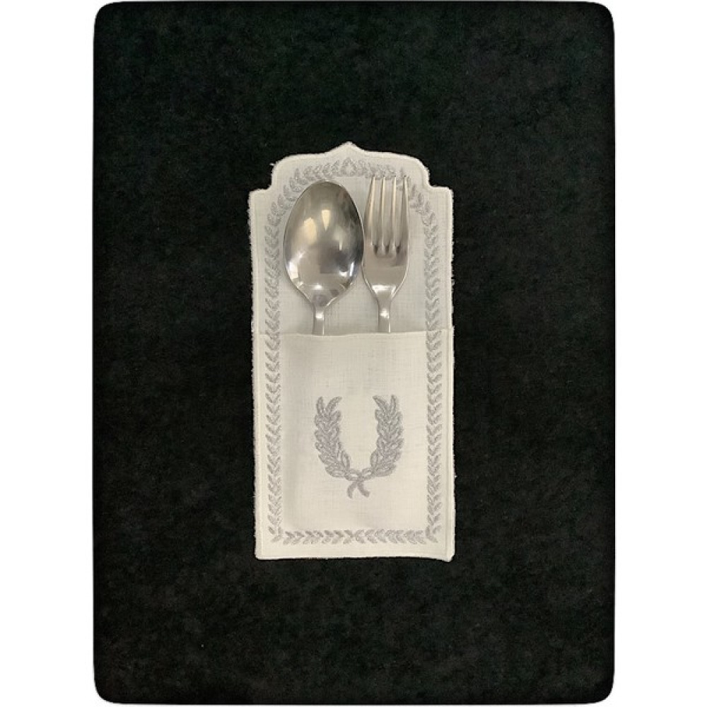 Çeyizhan Maraş Işi Sırma Nakış Işlemeli Keten Kaşıklık - 12 x 24 cm - Krem - Gümüş Masa Örtüsü Fiyatı