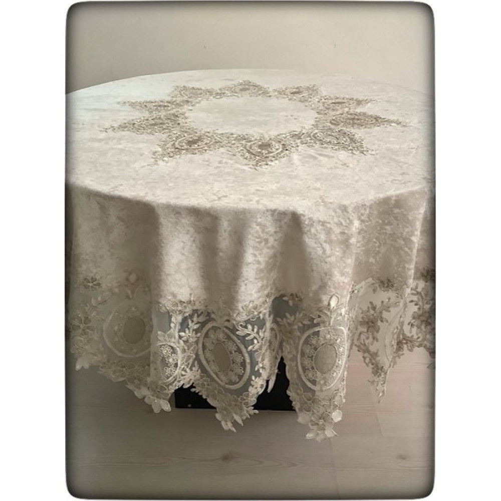 Çeyizhan Yuvarlak Fiskos Masa Örtüsü - 200 x 200 cm - Vizon Masa Örtüsü Fiyatı