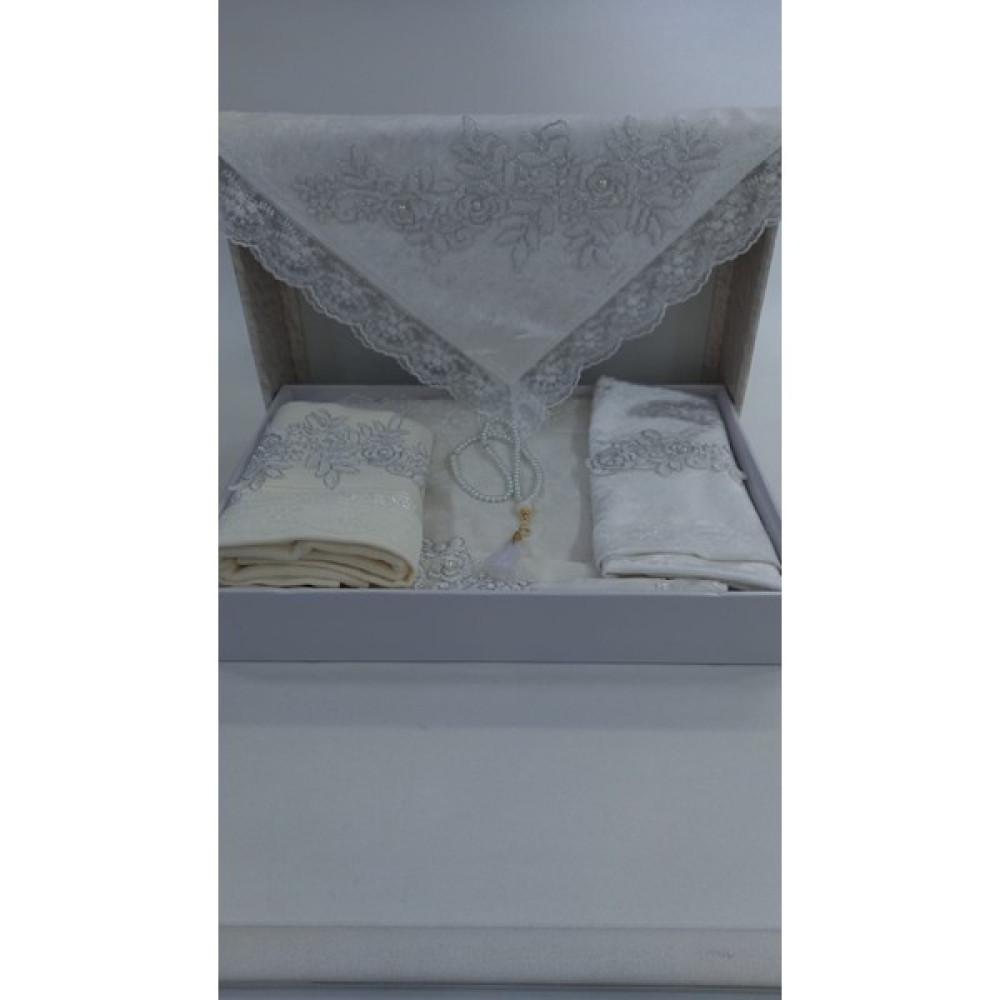 Çeyizim 5 Parça Kadife Seccade Bohça Seti - 70 x 120 cm - Krem Seccade Fiyatı